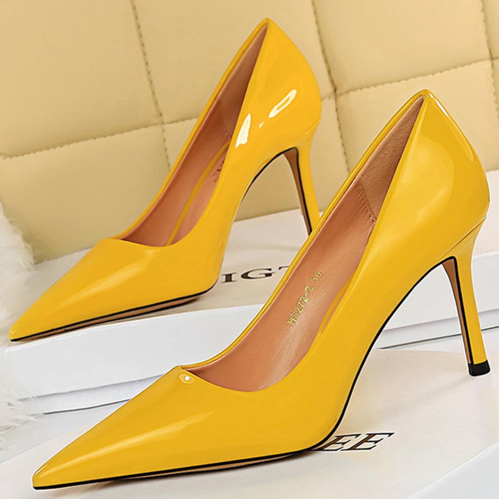 Escarpins en cuir verni pour femme - Talons aiguilles - Chaussures de fête tendance