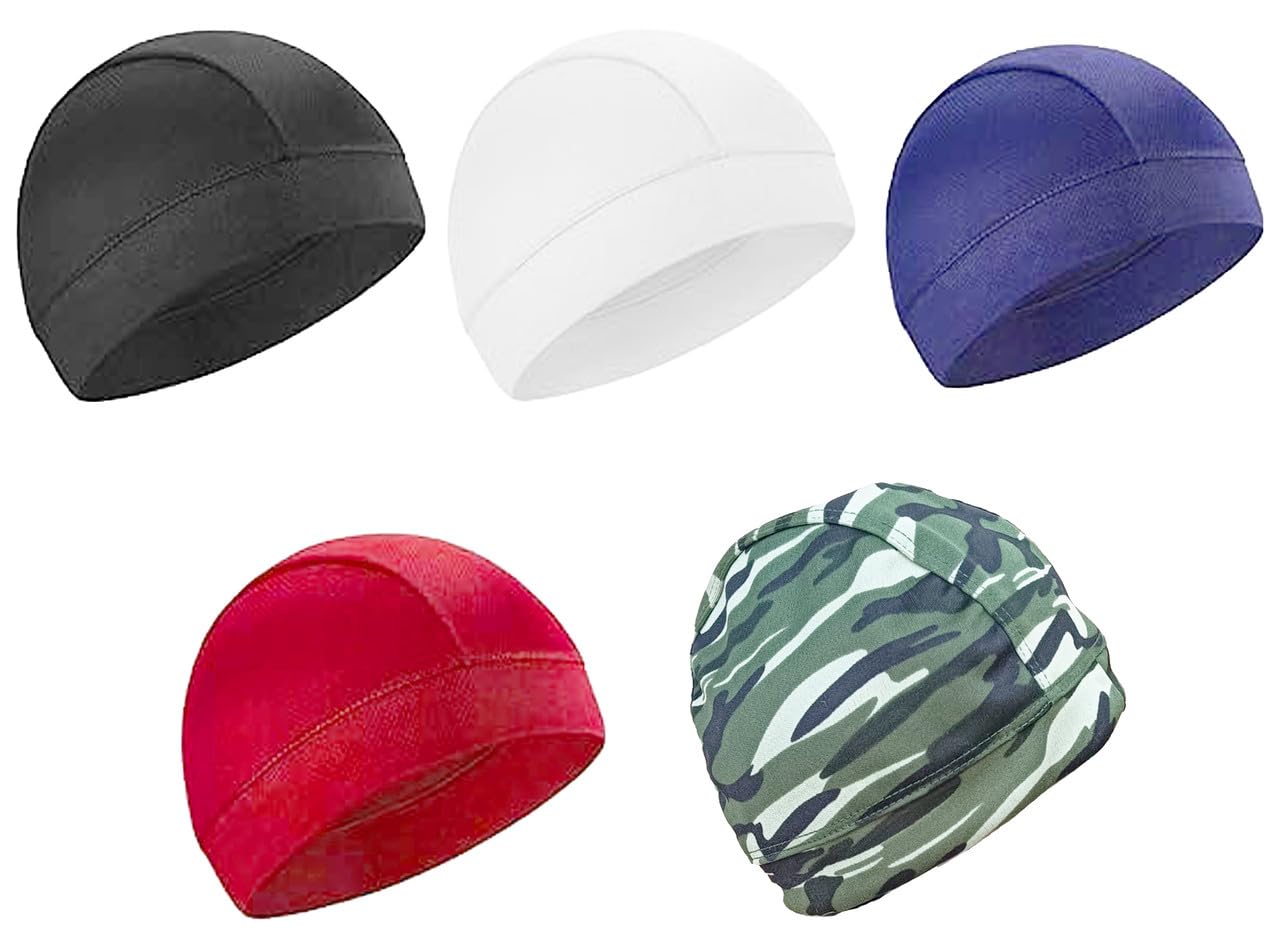 Lightweight Lycra Helmet Skull Cap for Men,Women and Girls Free Size Pack of 5 and 10-image-12