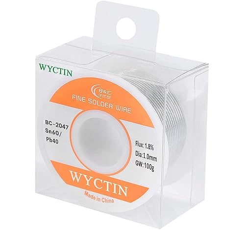 Miniatura 5 de WYCTIN Alambre de soldadura de plomo de estaño 60-40 con núcleo de resina para soldadura de bricolaje 0.039 in 3.53 oz