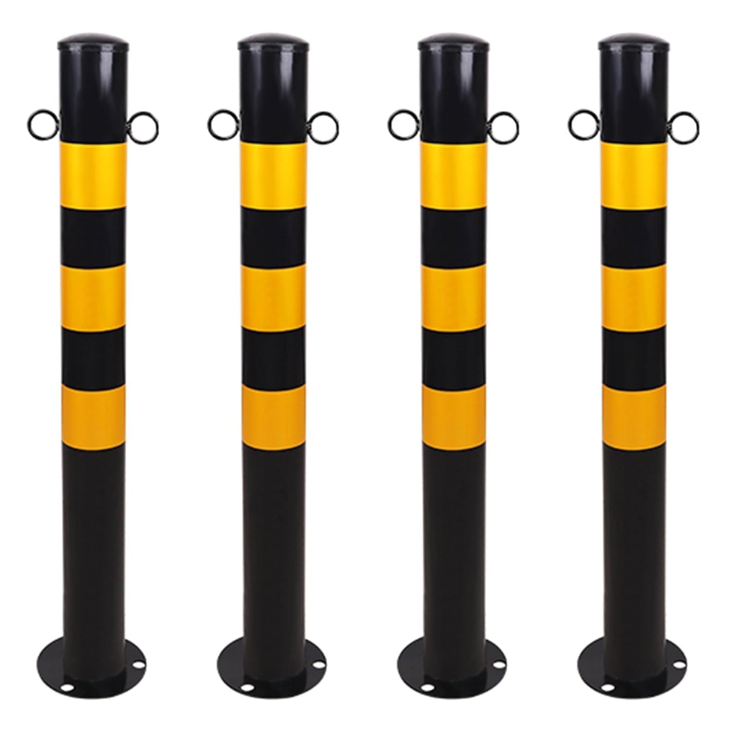 Aioneer Safety Bollard, Steel Pipe Safety Bollard Post, Barricades Driveway Pole, Reflective Parking Safety Parking Barrier Post, Traffic Road Safety Barrier -Black (4pcs)