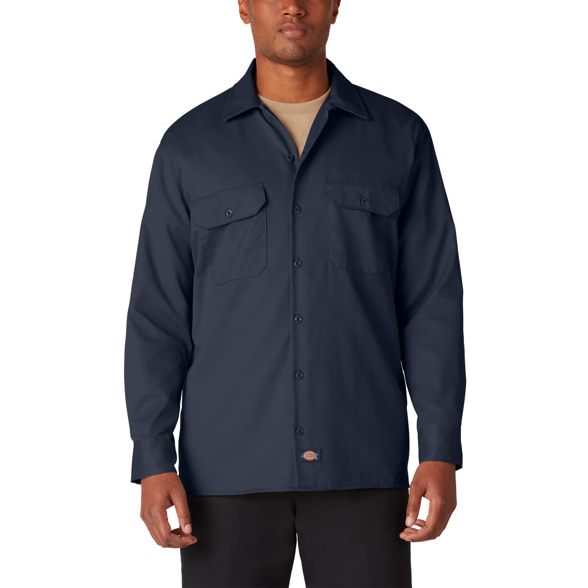 Dickies Men's Big and Tall Long Sleeve Work Shirt, Dark Navy V1, 3XL