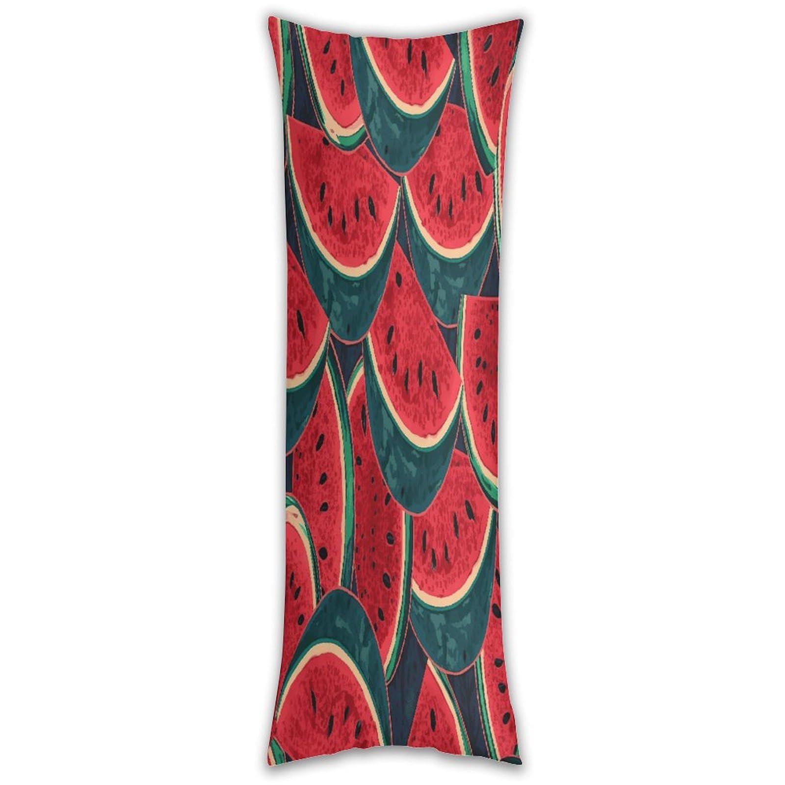 Red Watermelon Long Pillow Case with Zipper Ultra Soft Microfiber Long Pillow Cover Breathable Body Pillow Protector Soft Wrinkle Pillowcase for Bed Sofa Bedroom 53 X 19 in