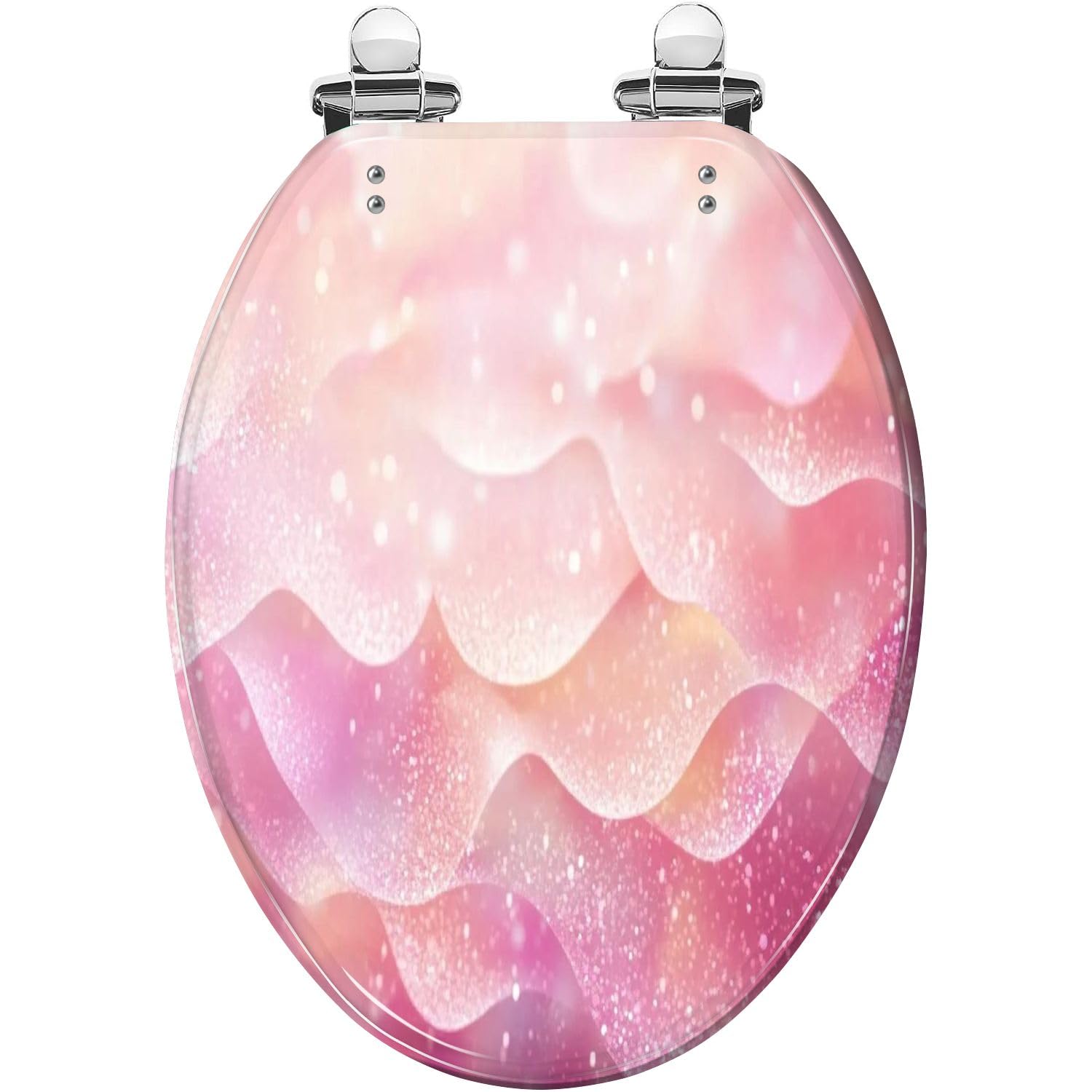 Pink Marble Rose Gold Elongated Toilet Seat Slow Close Quick-Release Hinges(Multi6,19.5x14.5)
