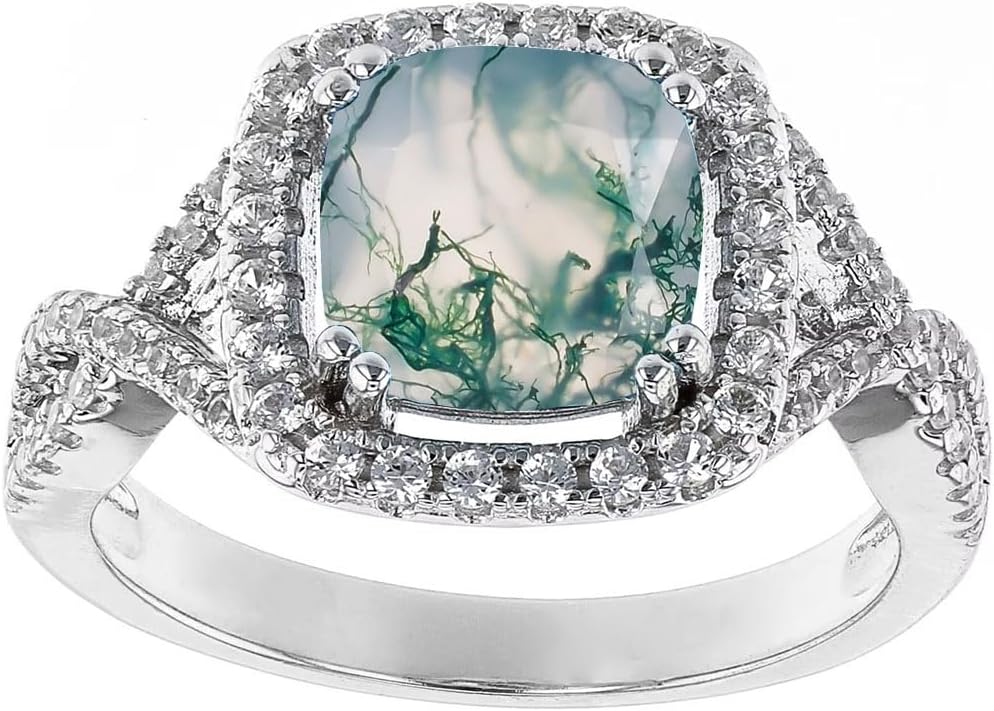 10K 14K 18K Gold 2 Carat Cushion Cut Gemstone Engagement Ring with Moissanites for Women Halo Cushion Birthstone Anniversary Promise Ring Size 3-16