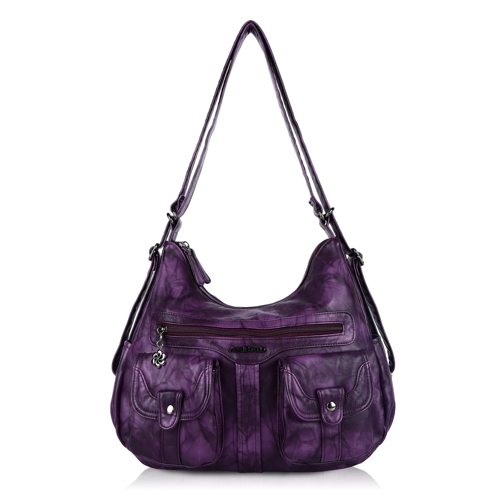 Angel BarceloWomen Multifunctional Soft Leather Handbag Purses Shoulder Hobo Backpack Crossbody Zipper Bag with Pocket