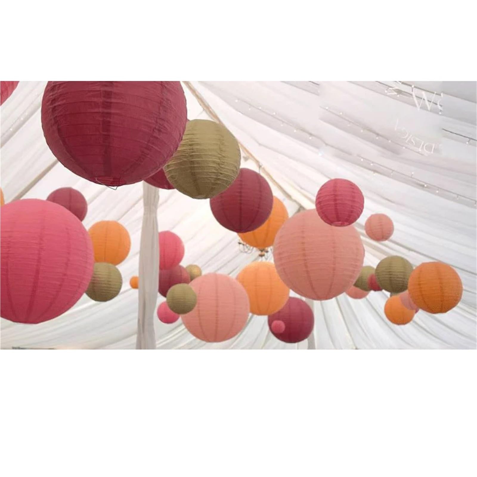 20 Pcs Papier Laternen Pfirsich Wein Gold Orange Lampion Runde Dekorative for Party Favors Dekoration Papierlaternen