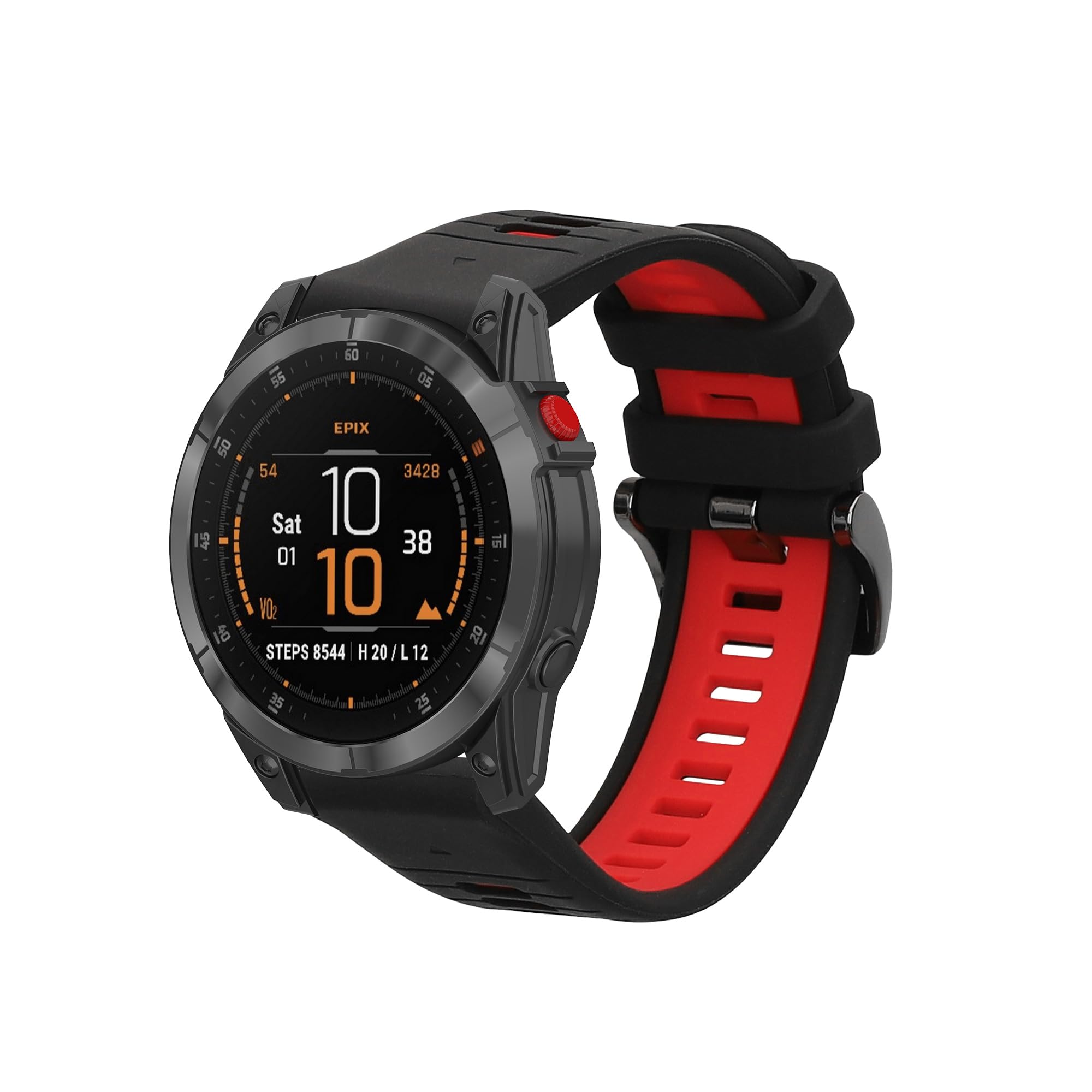 kwmobile Pasek do zegarka, kompatybilny z paskiem Garmin Epix 2, czarny/czerwony