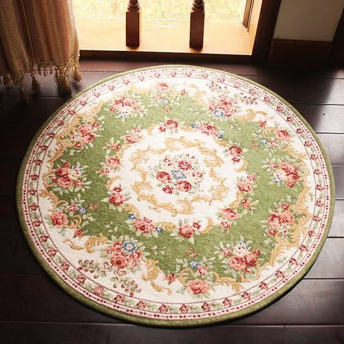 SHIMAT European garden large circular carpet in the living room bedroom dining study sofa table bed blankets computer desk to cushion,120CM*120CM,green,