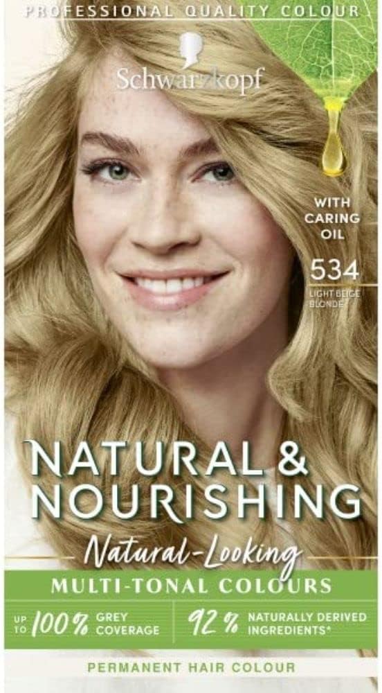 Schwarzkopf Natural & Nourishing 534 Light Beige Blonde Permanent Blonde Hair Dye Vegan
