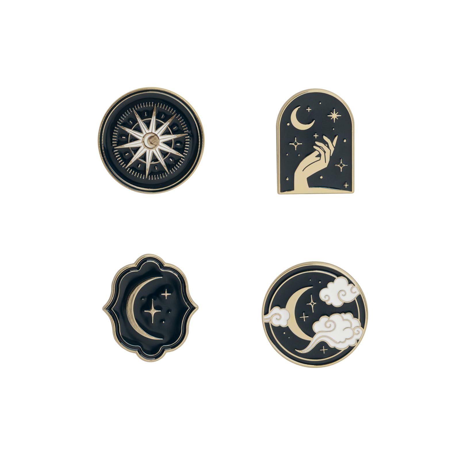 Grupo Erik Set of 4 Enamel Pins - Astral | Cute Pin Badges, Bag Pins | Cute Gifts under 15 Pounds, Moon Gifts for Women, for Friends, Moon And Stars