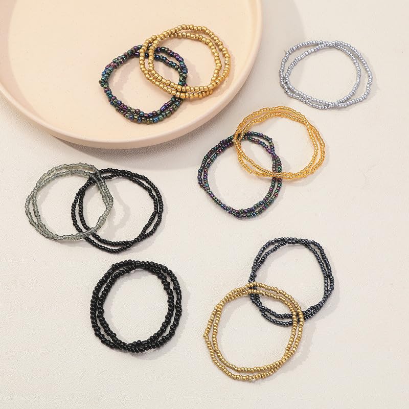 xuzhiyuan Boho Colorful Stackable Crystal Glass Beads Stretch Bracelets Multilayered Bracelets for Women Bohemian Jewelry3