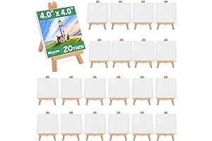 WOWOSS 20 Pack Mini Stretched Canvas with Wooden Easel