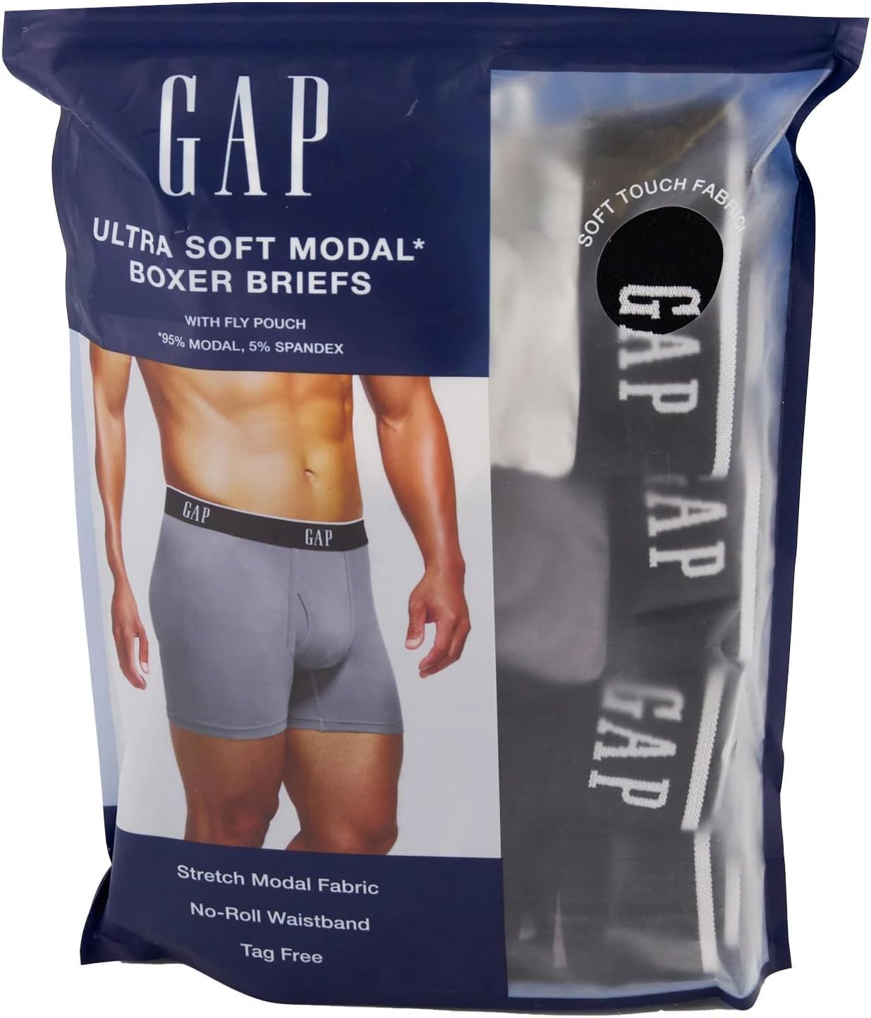 GAP Men's Underwear Briefs - 4-Pack Modal Boxer Briefs for Men, Supportive & Tag-Free - Blue Small - Image 7