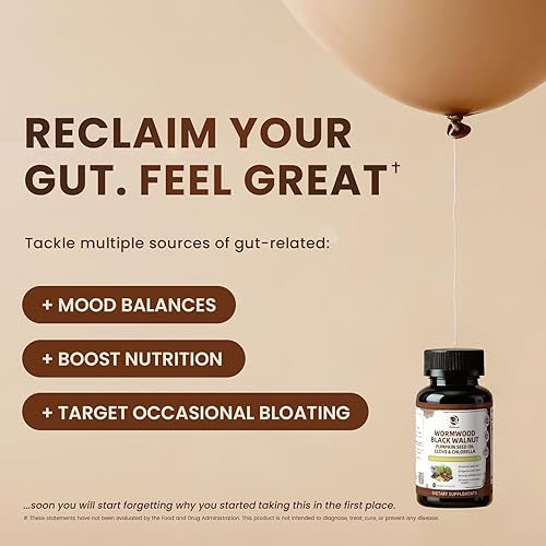 Miniatura 7 de Limpieza de nogal negro de ajenjo para humanos 1200 mg  Ultra limpieza intestinal y salud digestiva con aceite de semilla de calabaza, clavo, carbón