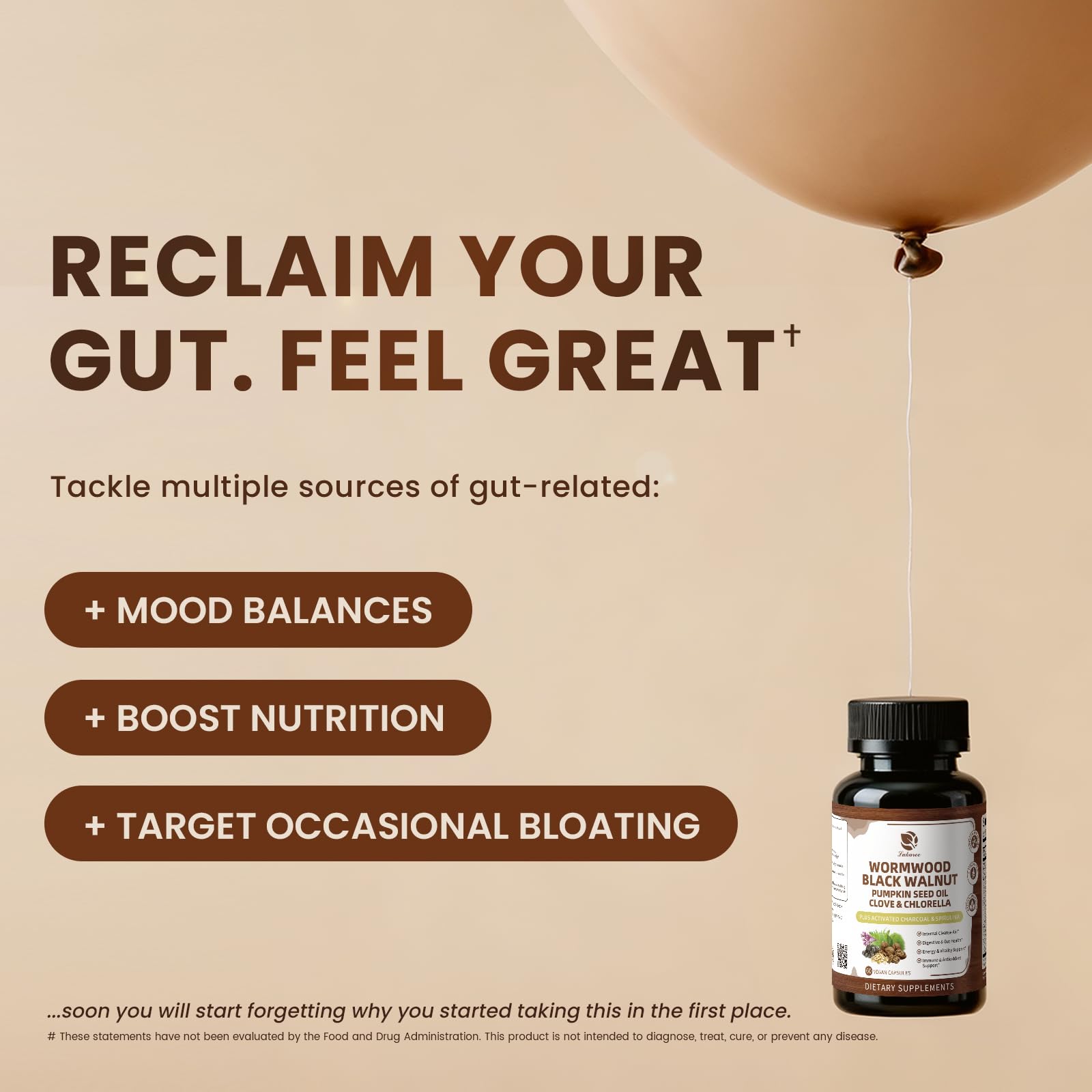 Wormwood Black Walnut Cleanse for Human 1200mg - Gut Health Supplement — Amazon image 7