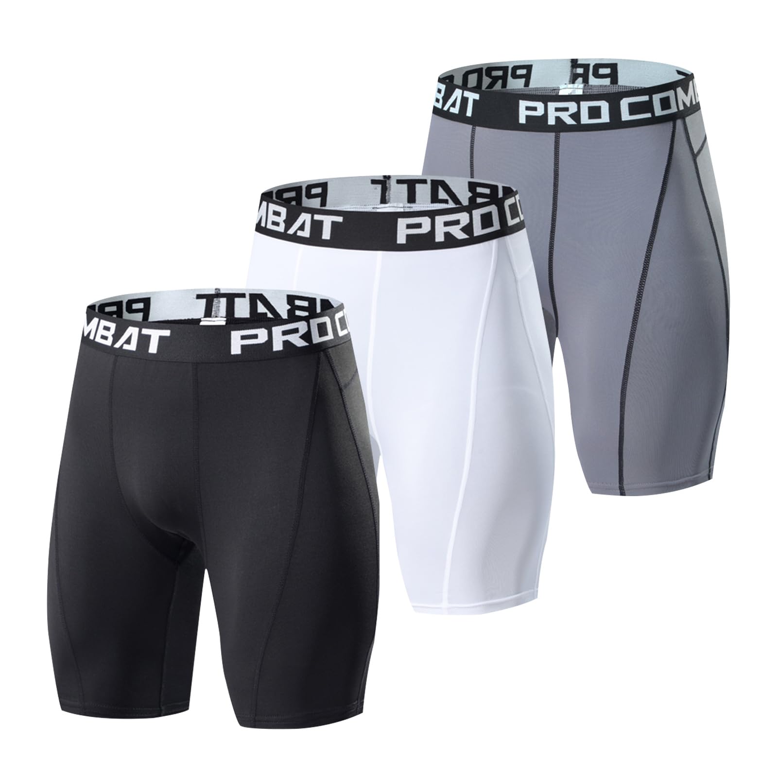HULG 3er Pack Herren Kompressionsshorts - Baselayer Sport Unterhosen Funktionsunterwäsche Tight Kompressionshose Kurz Laufunterwäsche Radlerhose
