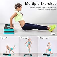 Vista 7 de Stepper aeróbico de entrenamiento ajustable, plataforma de ejercicios aeróbicos con 2 elevadores, plataforma de ejercicios para fitness, Stepper
