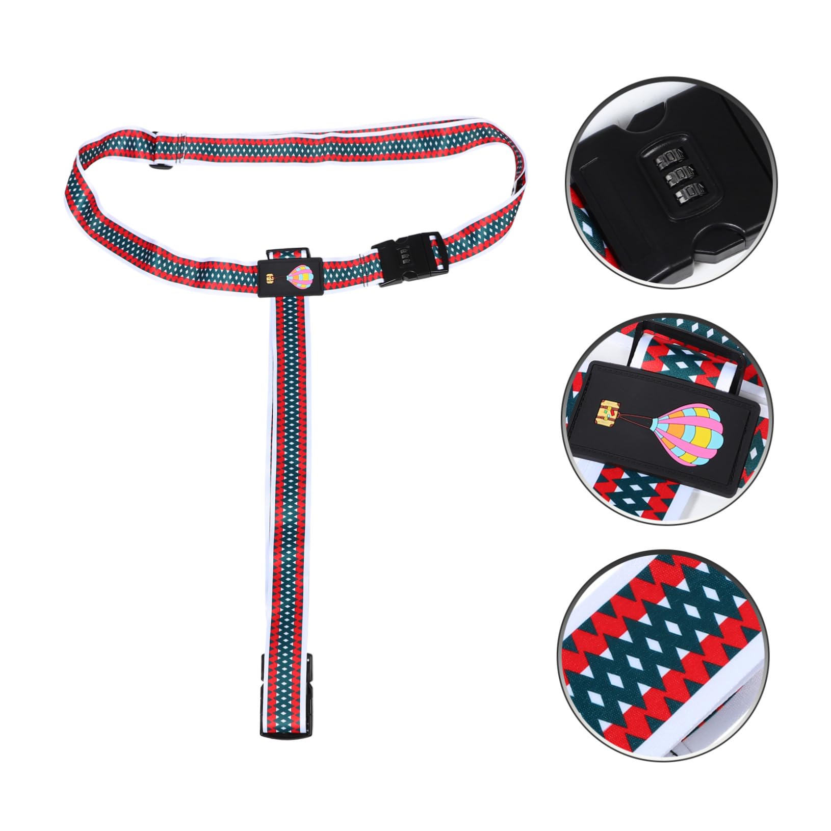 FRCOLOR 5 Piezas Correa Ajustable para Maletas con Doble Candado de Combinación Diseño Cruzado y Estampado de Dibujos Animados Cinturón Resistente de Poliéster para Equipaje Seguro Viajes