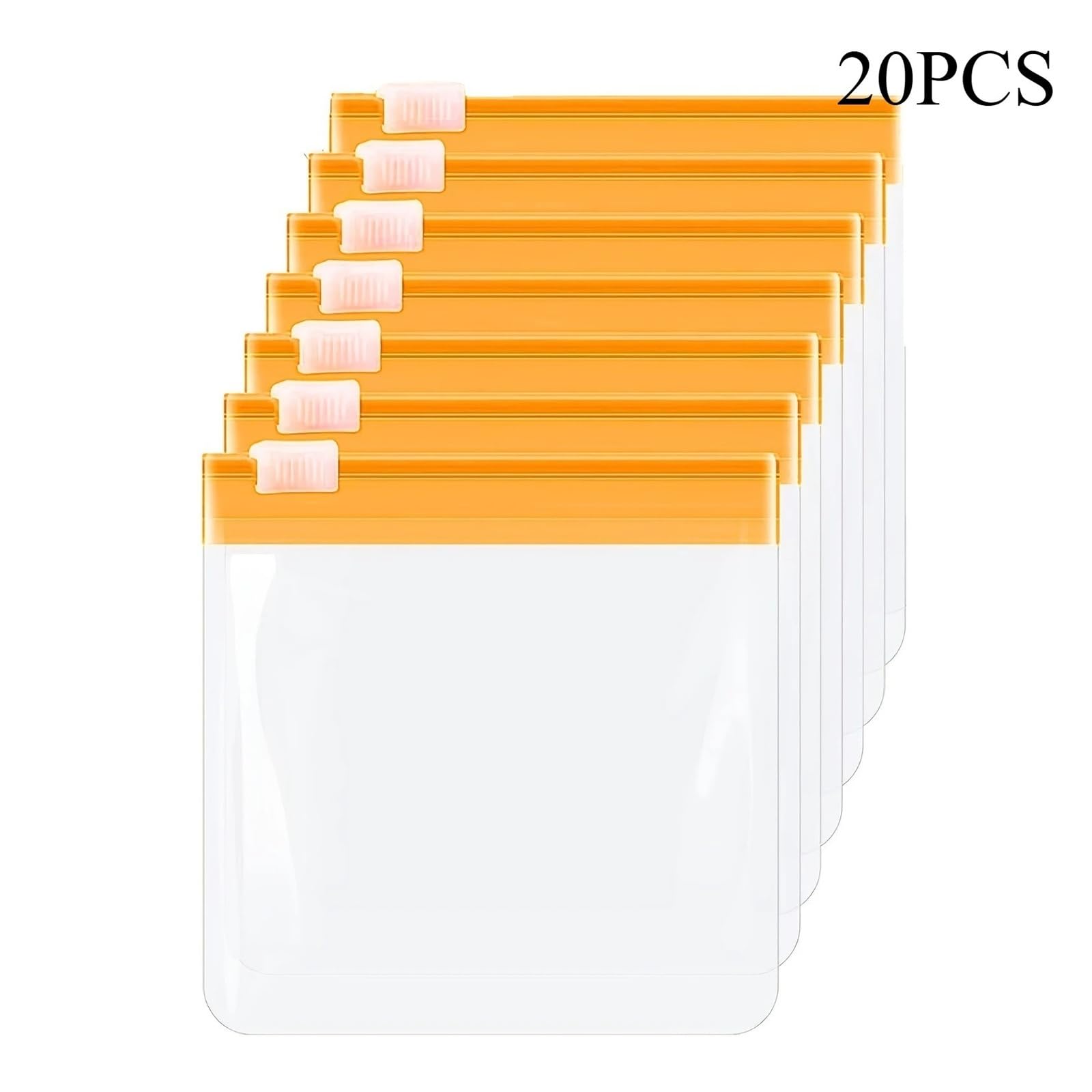 Lot de 20 pochettes à pilules réutilisables en EVA transparent avec fermeture éclair pour médicaments et suppléments vitaminés (orange)
