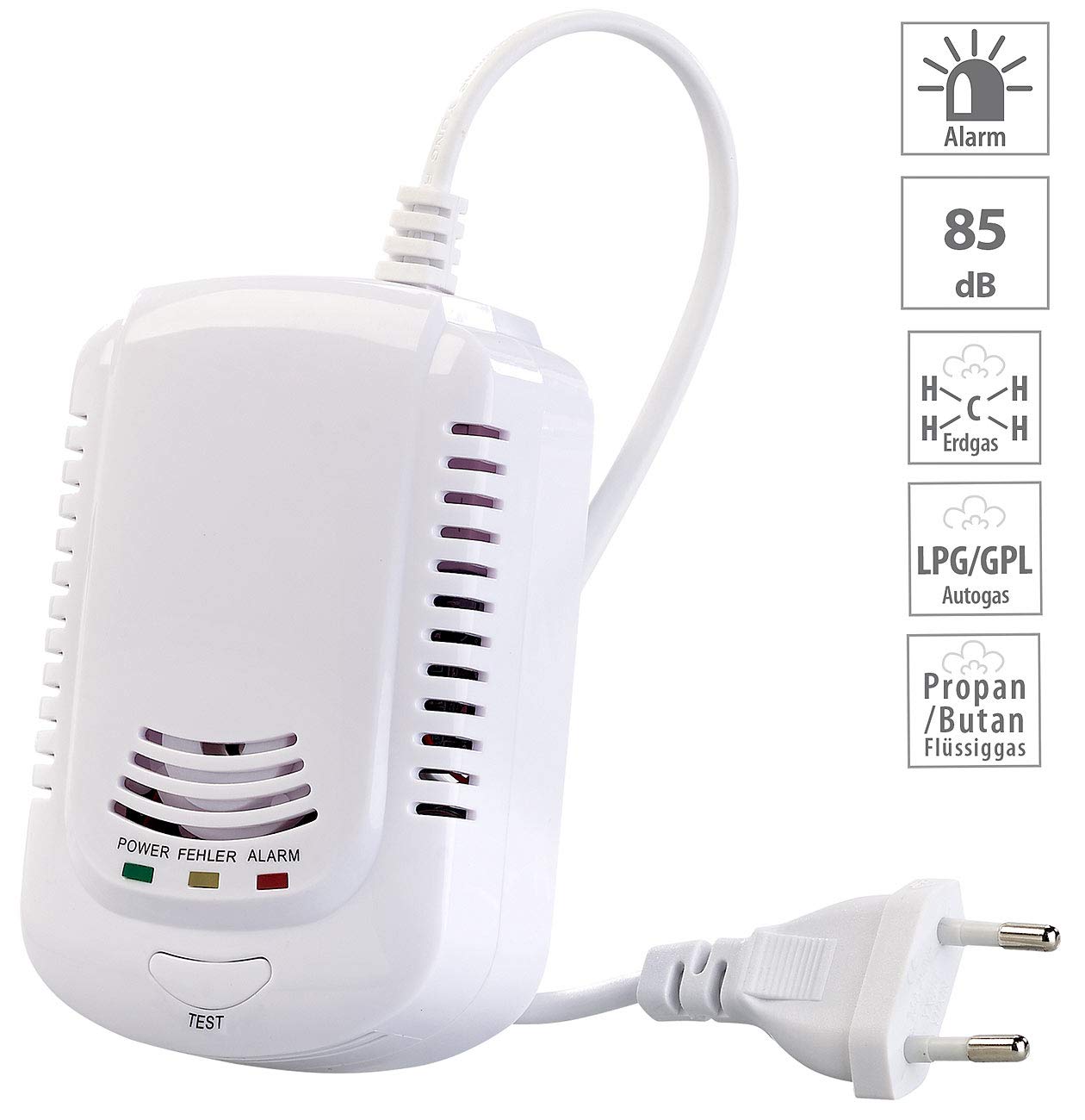 VisorTech Gas Detektoren: 4er-Set Multi-Gasmelder für haushaltsübliche Gase, mit 3 LEDs, 85 dB (Gaswarnanlage, Gaswarner)