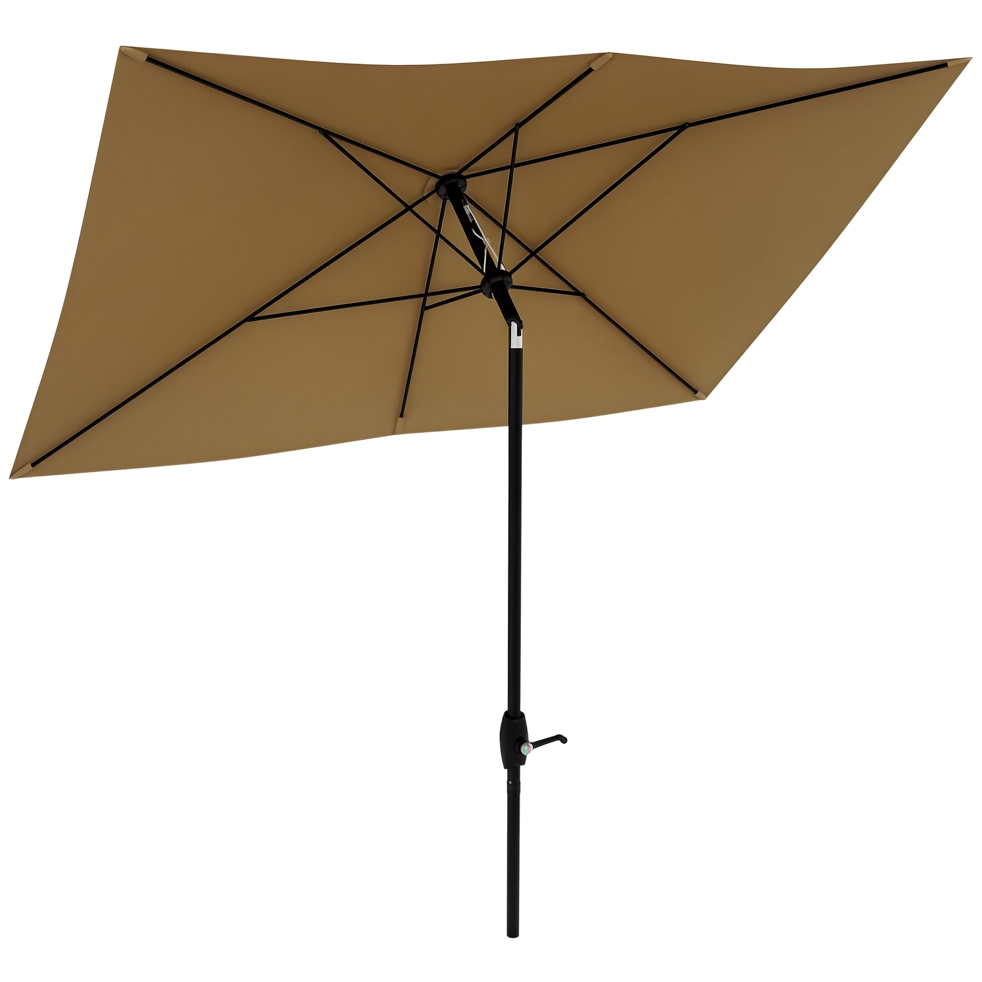 Outsunny Parasol de jardin Parasol droit Parasol rectangulaire inclinable 2 x 3 m avec manivelle toile polyester imperméabilisée haute densité 180 g/​m² marron
