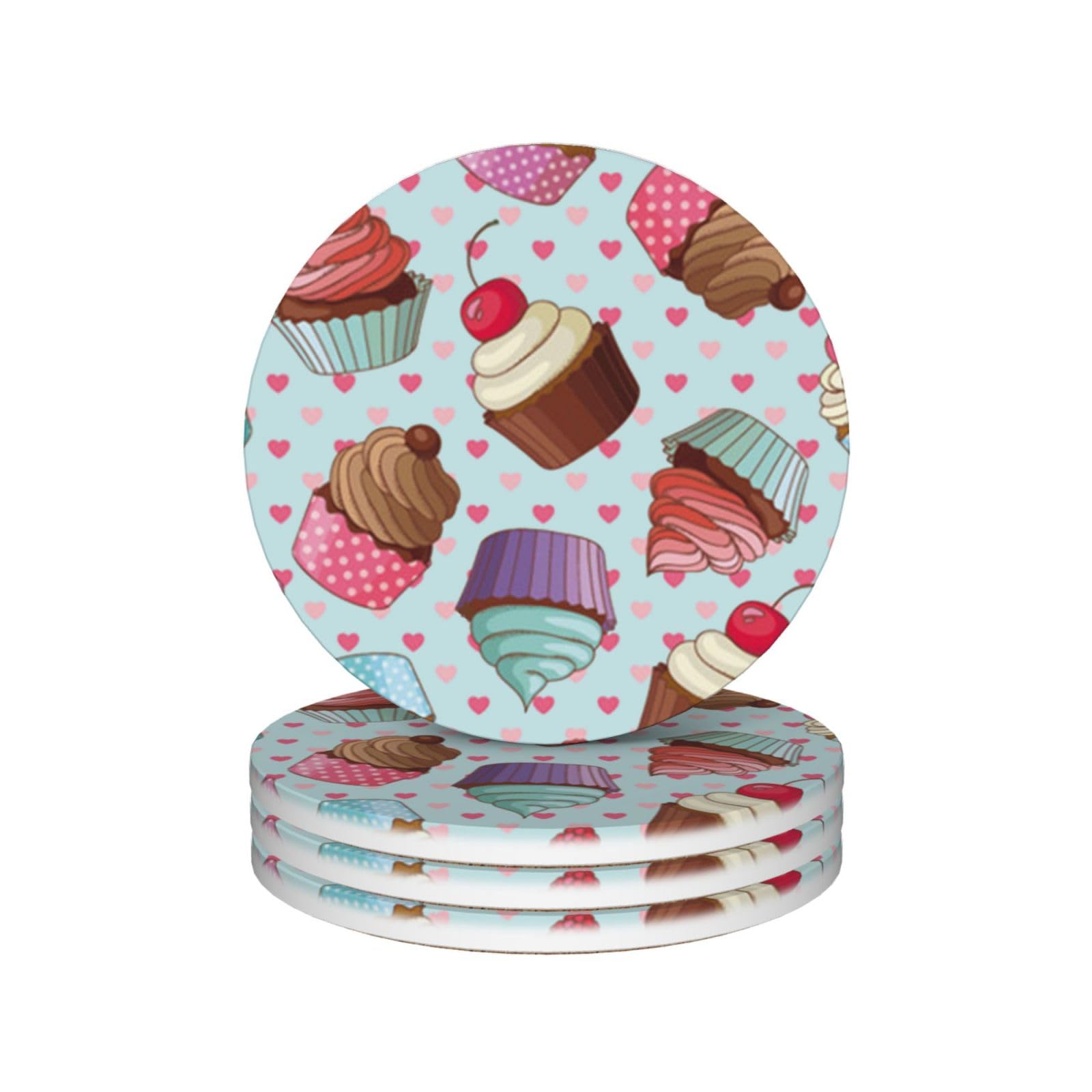 Dessous de verre cupcake en céramique (lot de 4) - Protection de table colorée