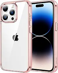 JETech Capa para iPhone 14 Pro 6,1 Polegadas, Case Protetora de Telefone à Prova de Choque Não-Amarelecimento, Capinha Parte Traseira Transparente Anti-Riscos (Rosa Ouro)