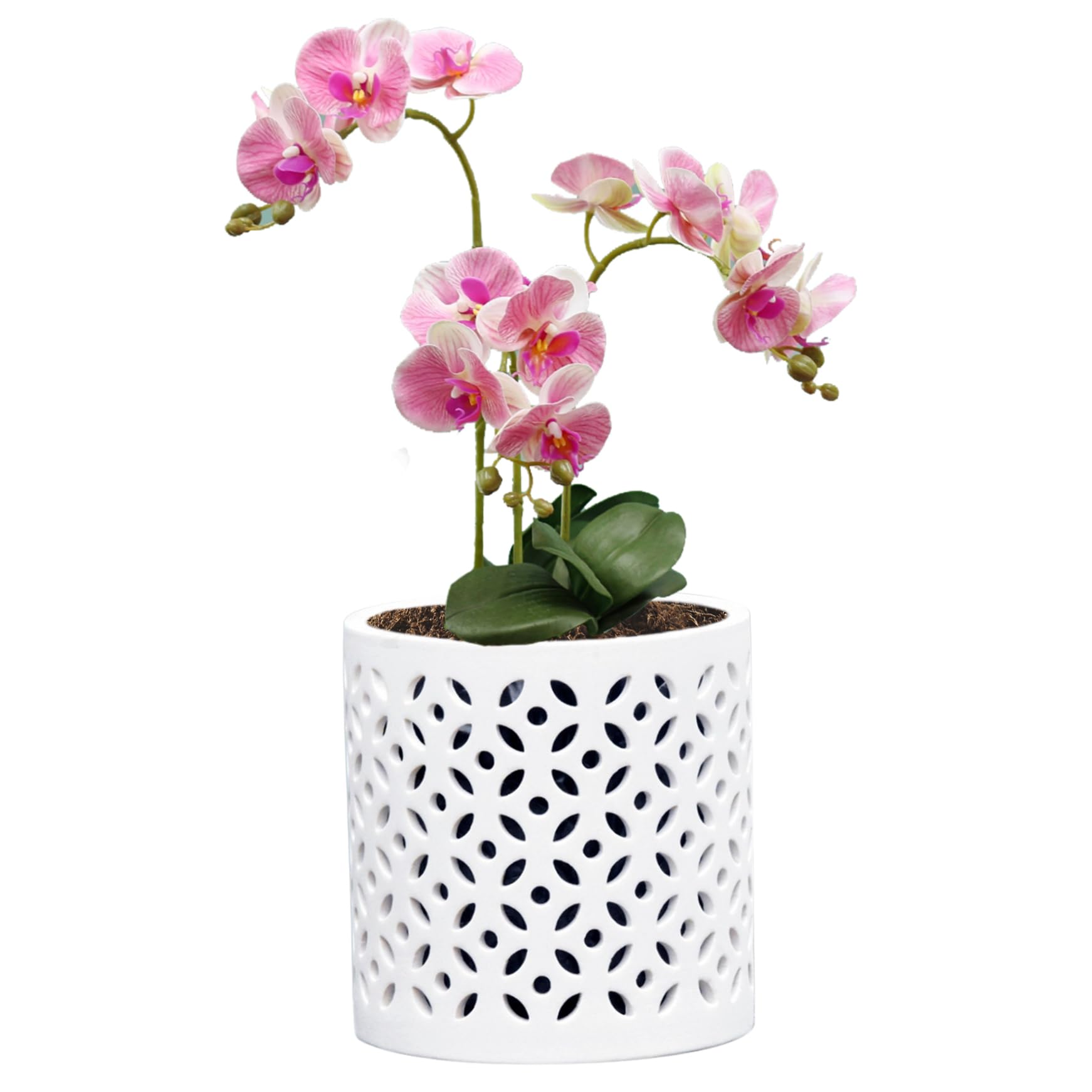 Doniczki do orchidei z otworami, 10,4 cm ceramiczna donica do orchidei, wiszący wazon, doniczki do użytku wewnątrz i na zewnątrz, do przesadzania lub nowych roślin