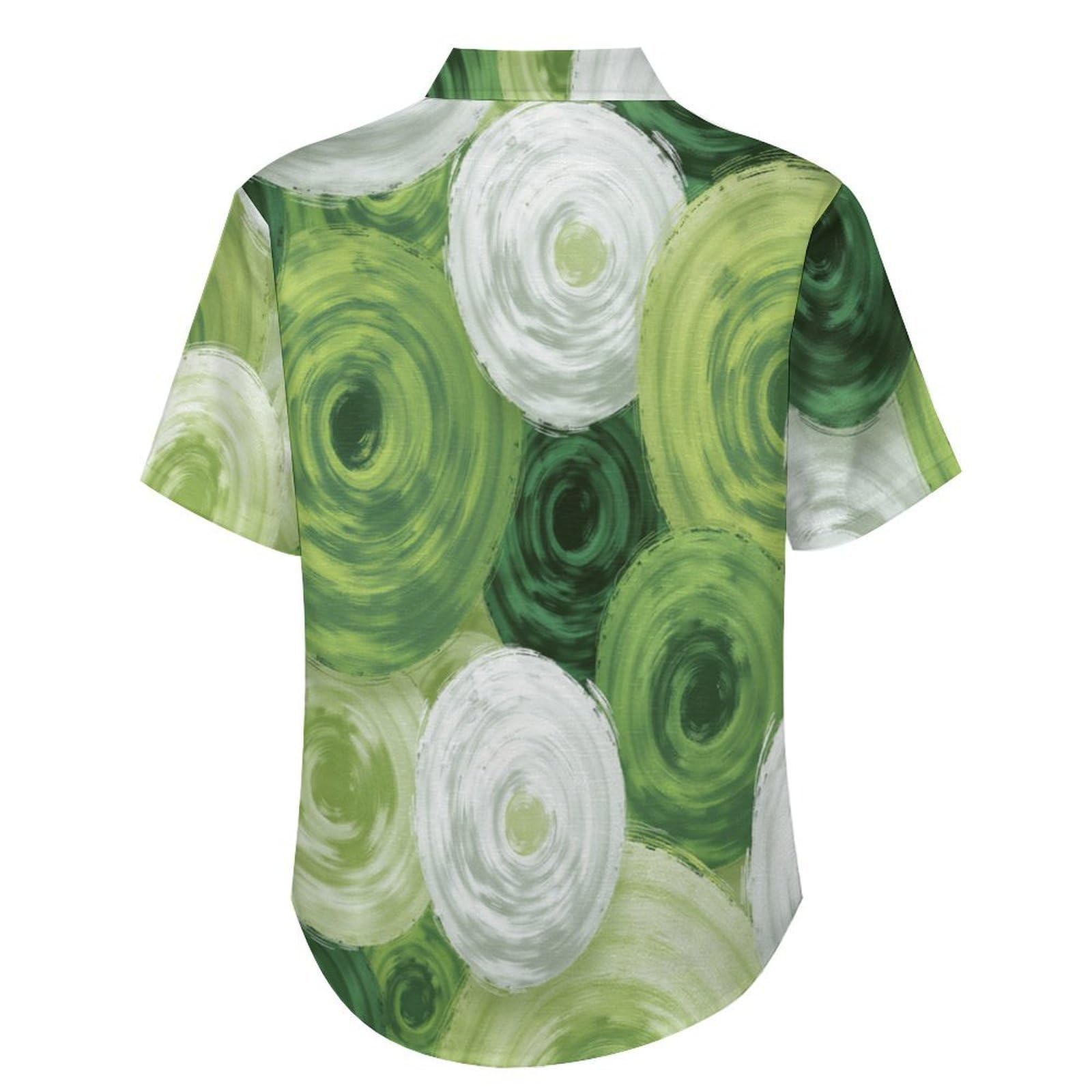 Camicia da Uomo Button Down con Stampa Cerchio Sovrapposto, Arte Moderna Camicia Hawaiana Casual a Maniche Corte Camicie da Spiaggia Camicie da Vacanza