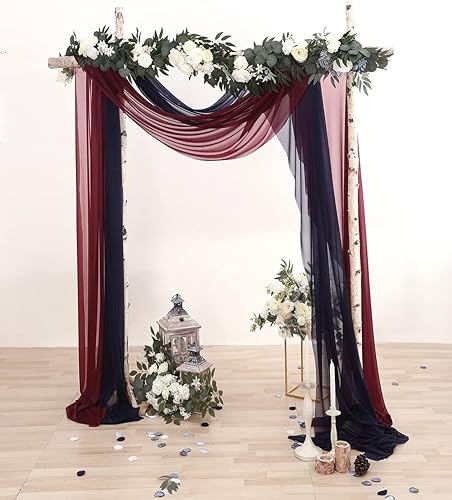 Miniatura 3 de 2 paneles de cortinas de arco de boda de 20 pies sin arrugas, tela drapeada, ligeramente brillante para decoración de ceremonia de boda, recepción,