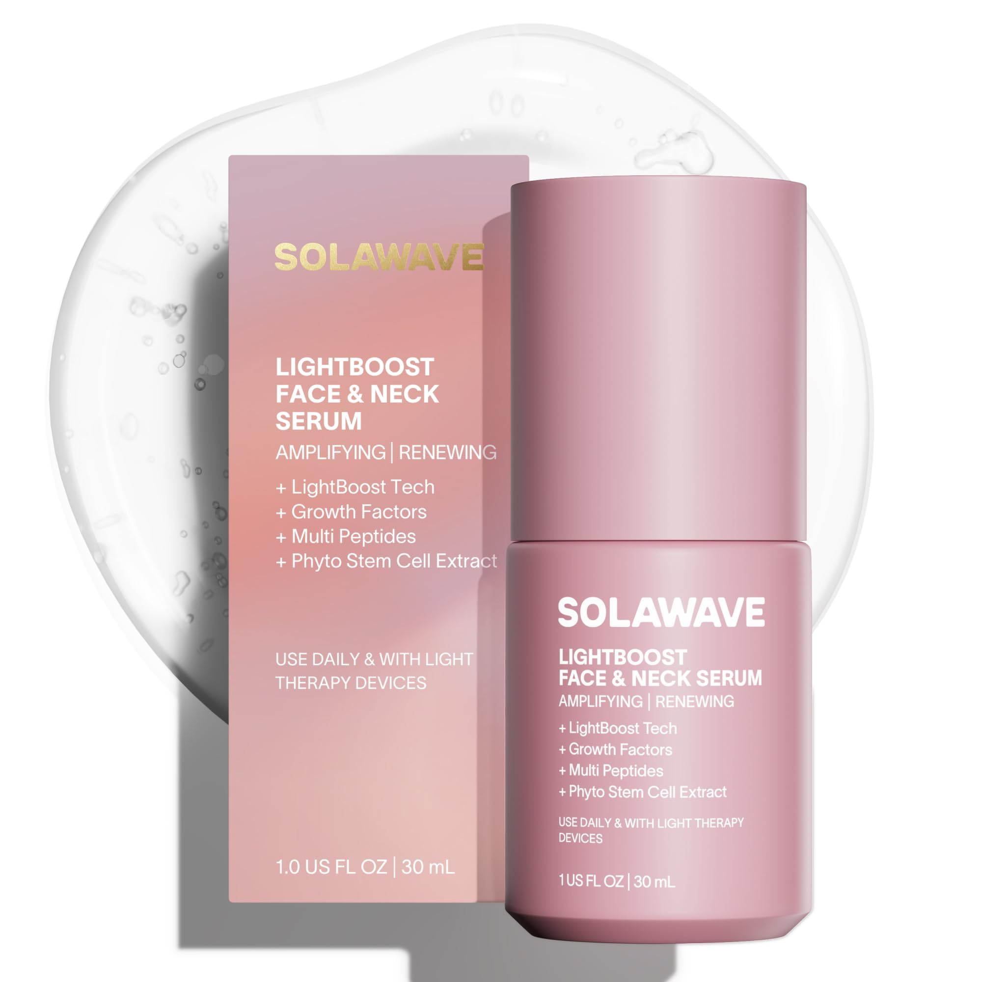 Solawave LightBoost Red Light Therapy Serum for Face & Neck | Enhances Beauty Wand & Microcurrent Devices | Boosts Collagen & Hydration for Radiant Skin, Reduces Appearance of Wrinkles & Fine Lines