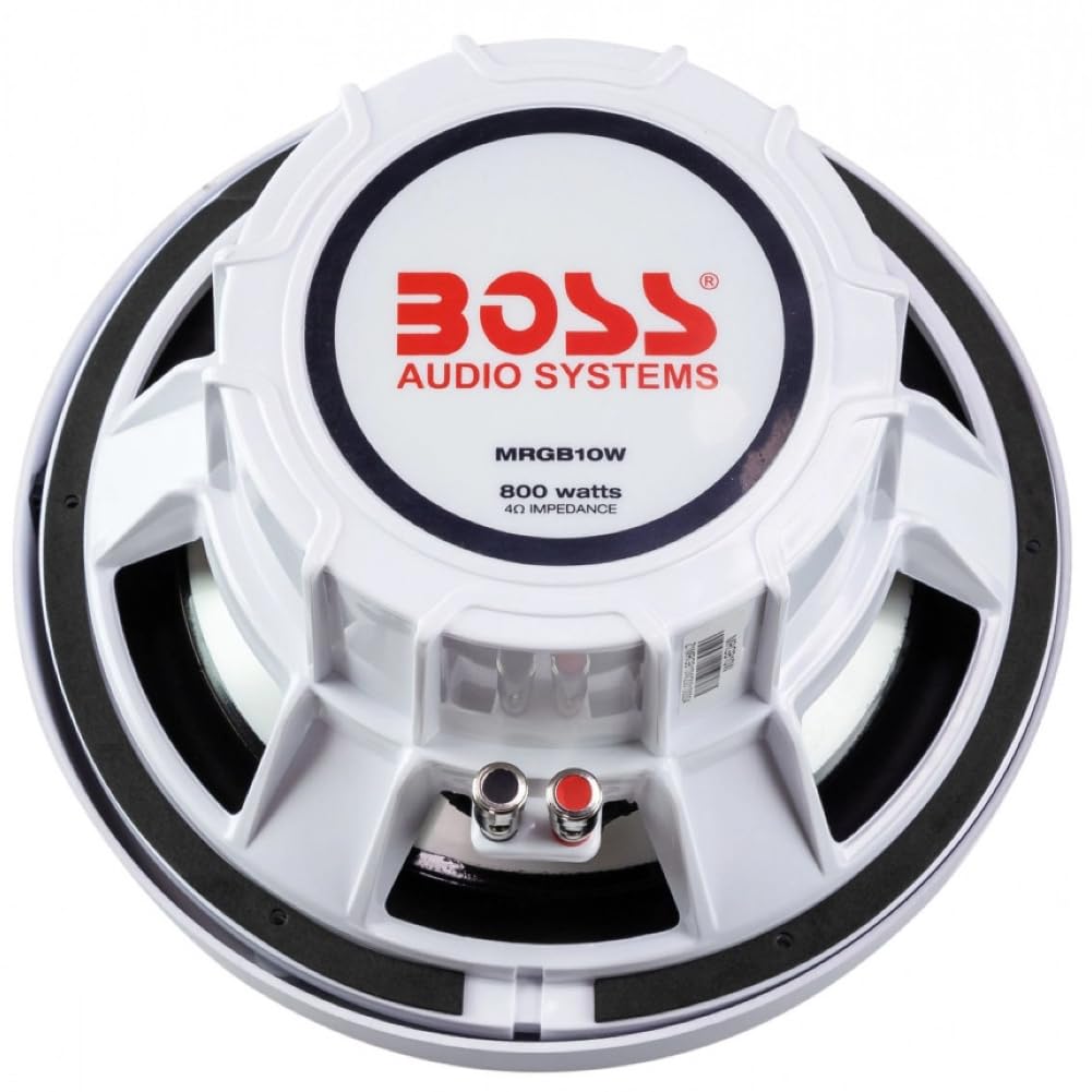 KIT SET PARA BOSS AUDIO SYSTEMS MRGB10W 1 subwoofer de 10" 25 cm 250 mm, 400 vatios rms 800 vatios máx, resistente al agua, doble bobina de 2 ohmios, con LED RGB y mando a distancia incluidos, 1 pieza