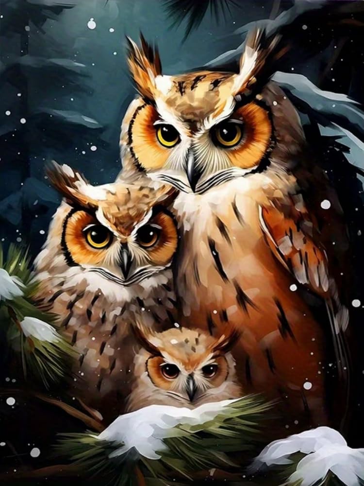 WELIWE Stamped Cross Stitch Kits for Adults 11CT Cross-Stitch Kit for Home Wall Decor DIY Embroidery Kit Needlework Crafts Owl 40x50 cm