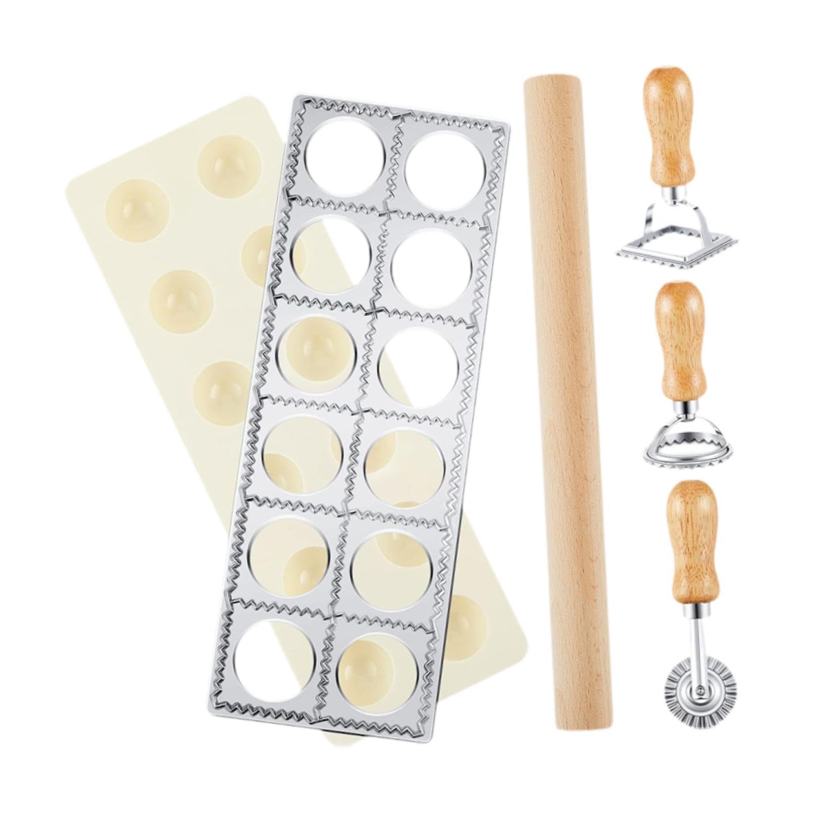 para Ravioles, Molde para Pasta, Construcción, 12 Agujeros, Fácil de Limpiar, Versátil, Rodillo de Madera, Máquina para Hacer Empanadillas, Plata, Individual