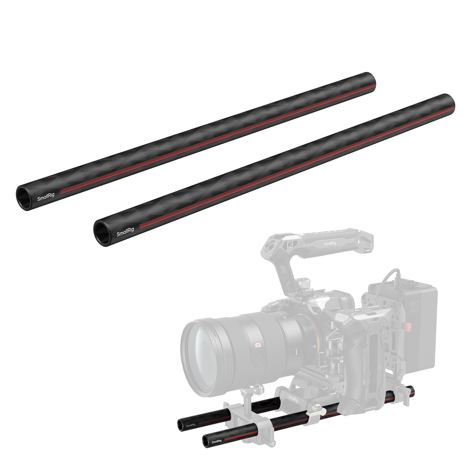 SMALLRIG Aste in fibra di carbonio da 15 mm (coppia, 12") 5212