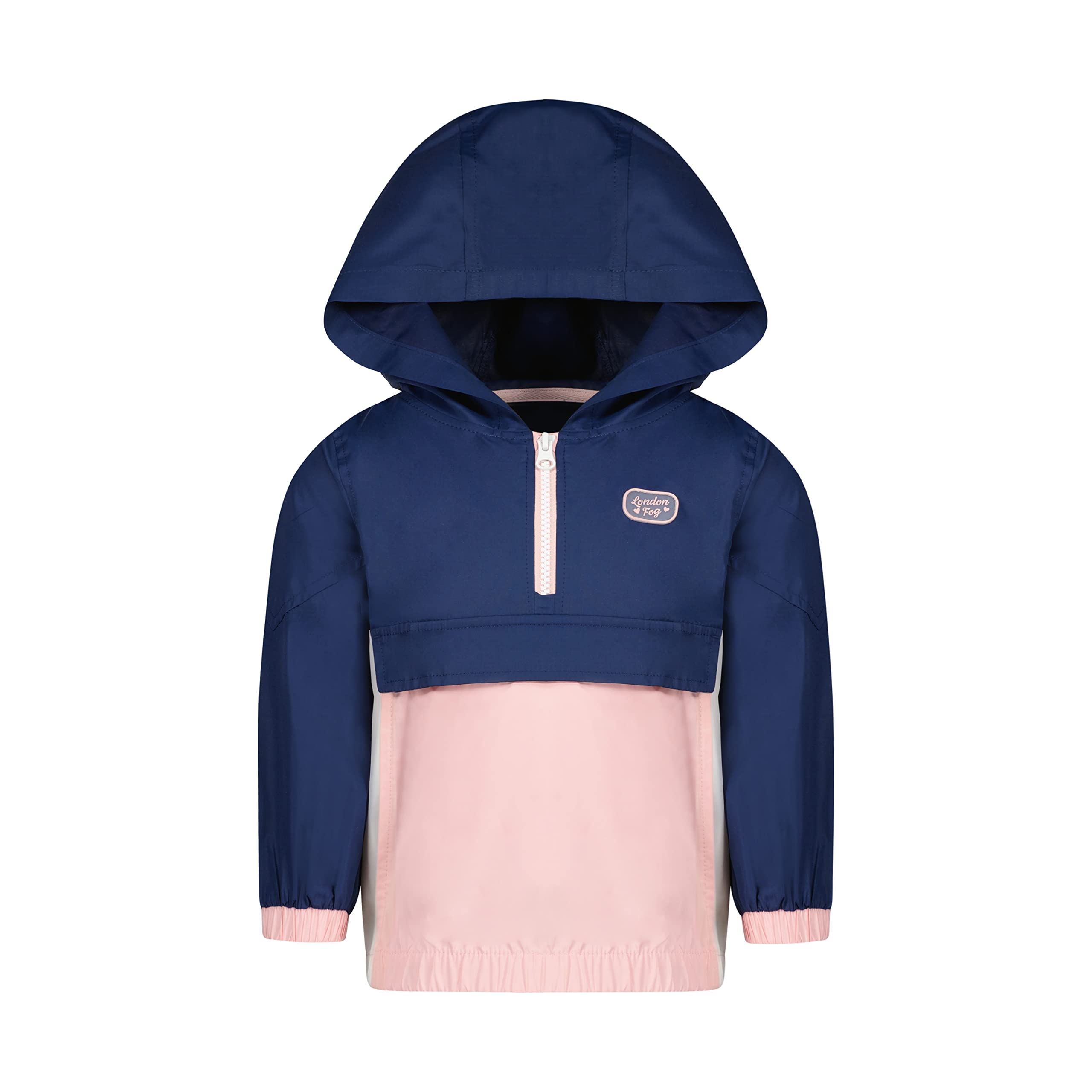 LONDON FOG baby girls Packable Popover Jacket Windbreaker, Navy, 12 Months US