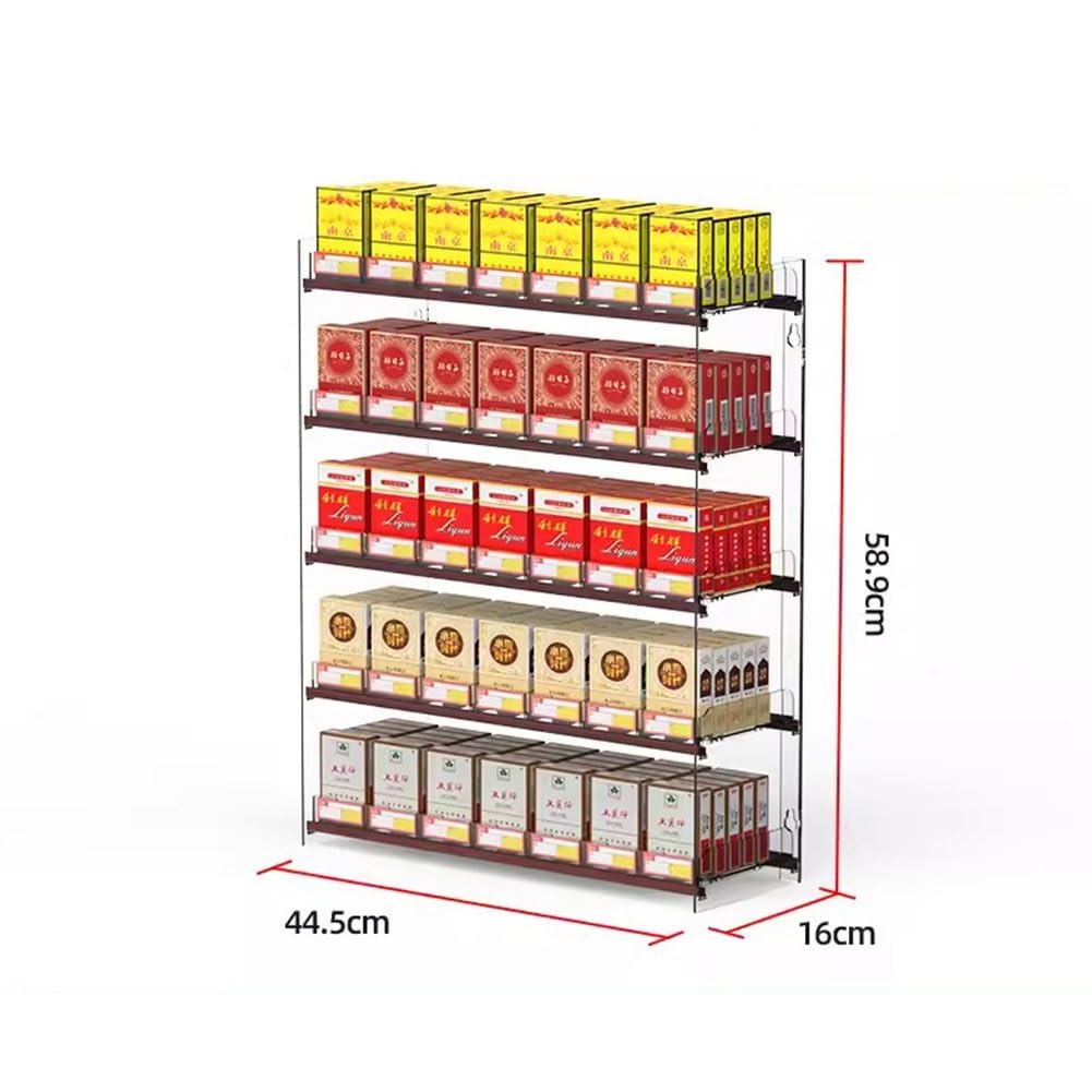 IBOWZ Acryl Riser Displayständer Store-Display-Regale, rechteckiger Acryl-Zigarettenetui-Halter, transparente Drücker, tragbares Display-Rack-Lagerregal, an der Wand montierter Zigarettenständer