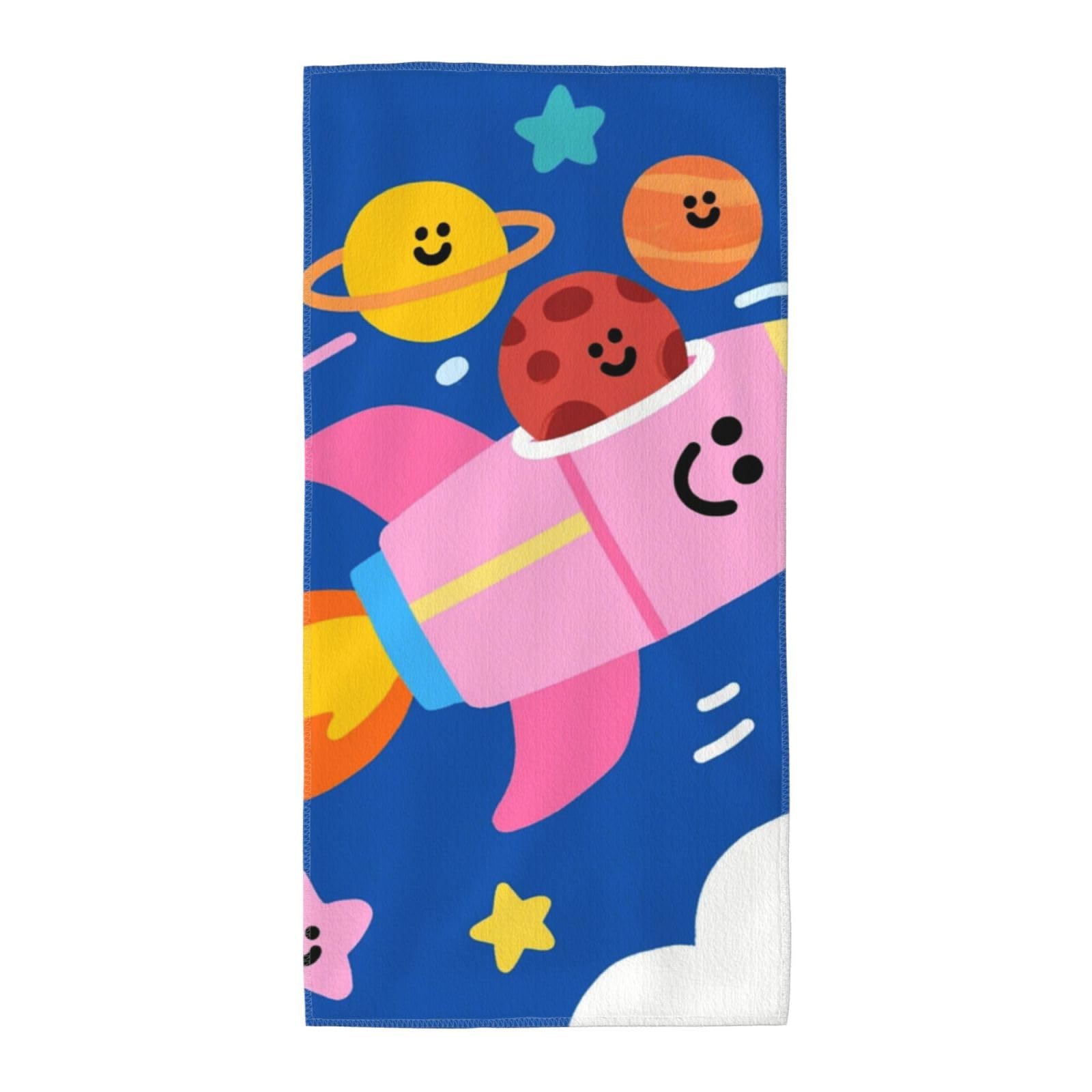 FekiLoot Absorbent Hand Towels 12"X24" Decorative Bathroom Towel Soft Microfiber Face Towel Cute Space Doodle Dish Kitchen Towels for Bathroom Kitchen Hotel Spa Bath Towels