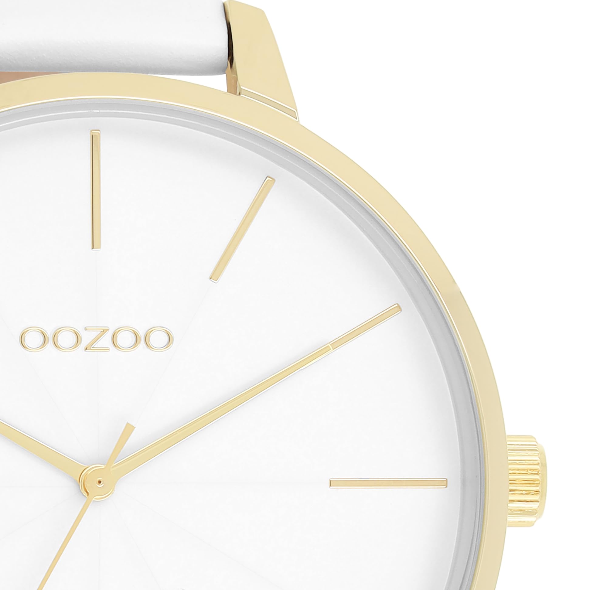 Oozoo - Timepieces Damen Uhr in White | Armbanduhr Damen mit Lederarmband | Moderne Uhr für Frauen | Edle Analog Damenuhr in rund C11346 (48mm Gehäuse)