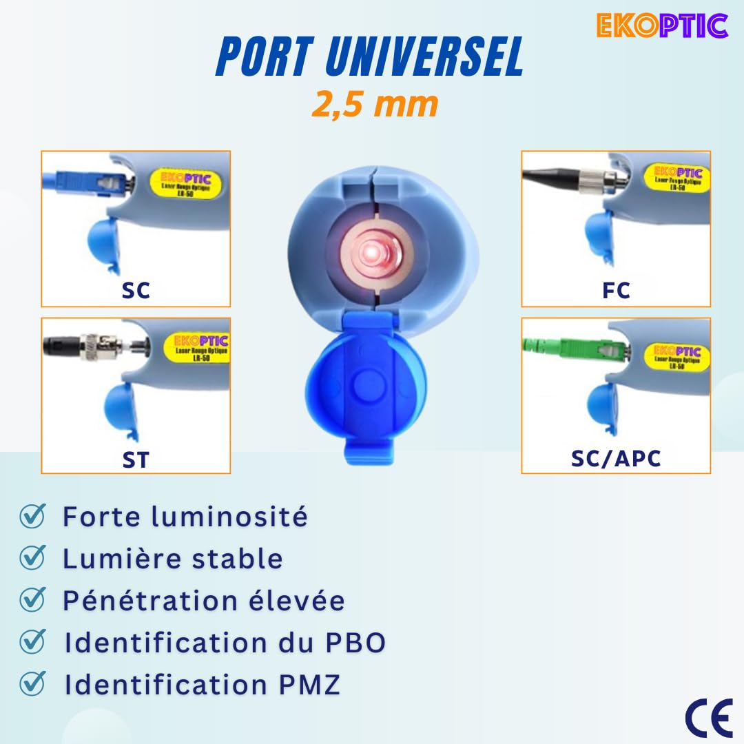LR-50 - Stylo Optique FTTH VFL, jusqu' à 30 km, Localisateur Visuel de Défauts, Laser Rouge, Testeur de Câble Fibre Optique, Léger, Multi-applications (30 mW)