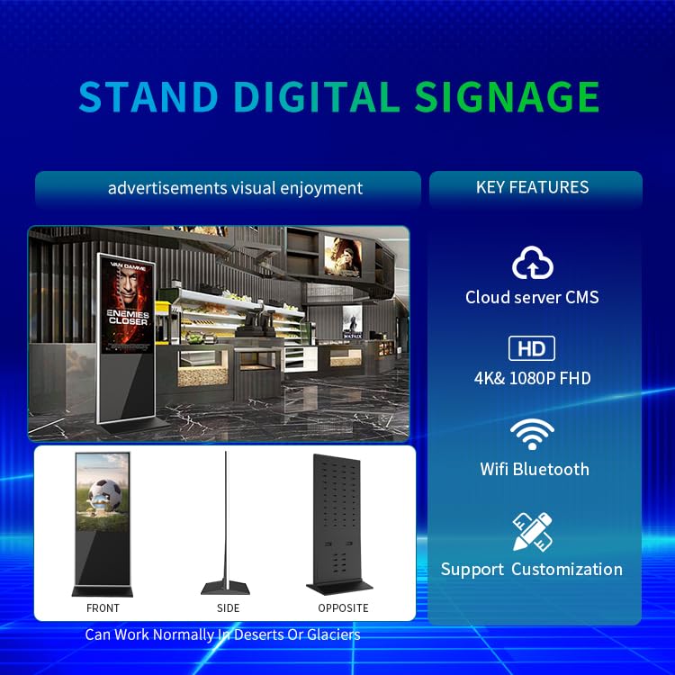 Image of 32 Inch Indoor Digital Signage Touchscreen Kiosk Floor Standing Advertising Display LCD Totem Interactive Display Poster Android System with Auto Media Player