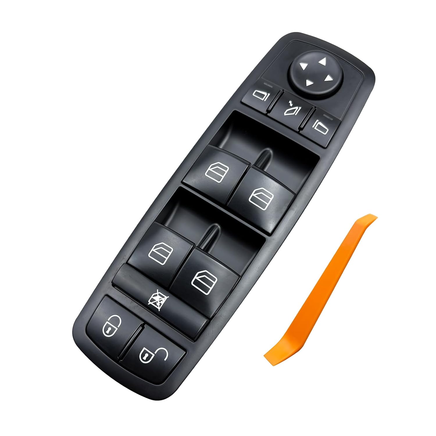 4-Pack Left Front Window Switch Button Covers - Compatible with C-Class W205 2015-2021 & GLC-Class W253 2016-2022, W213 E-Class (Dual-Tone Design, Direct Fit) + Free Tool