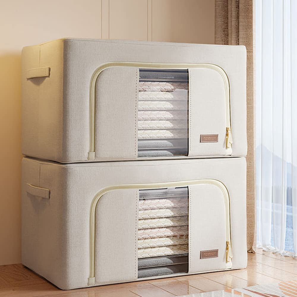 JOYBOS, Set de 2 cajas de almacenamiento de ropa, 200 l (100 x 2), plegable, en material textil