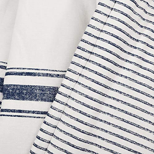 Image of Lush Decor Farmhouse Stripe Reversible Throw, Single, 50 inch W x 60 inch L, Navy - Blue Throw Blanket For Bed - Soft Blanket - Couch Throw - Rustic Farmhouse Decor