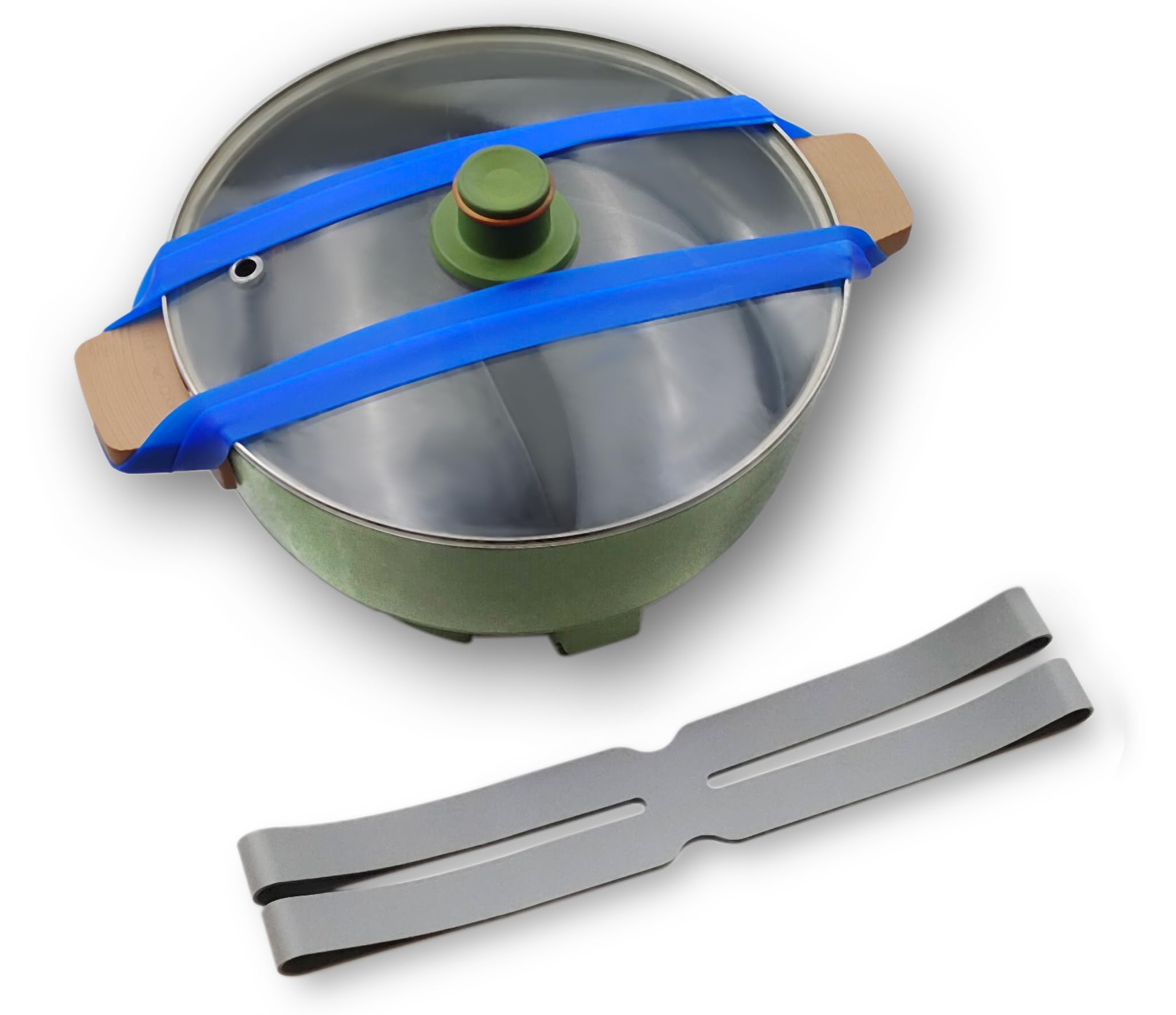 12 Inch H Silicone Rubber Bands Elastic Rubber Wrapping Bands for Cooker, Books, Cameras, Crockpot Lid Strap, Slow Cooker Lid Strap, Gray and Blue,