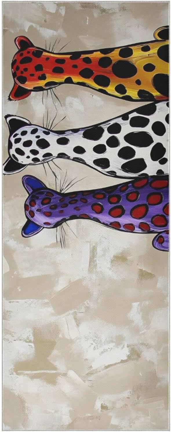 Abstract Leopard Back Yoga Mat Towel with Silicone Grip Dot – 73"x27" Non-Slip Sweat Absorbent Microfiber Yoga Towel for Home Gym Studio