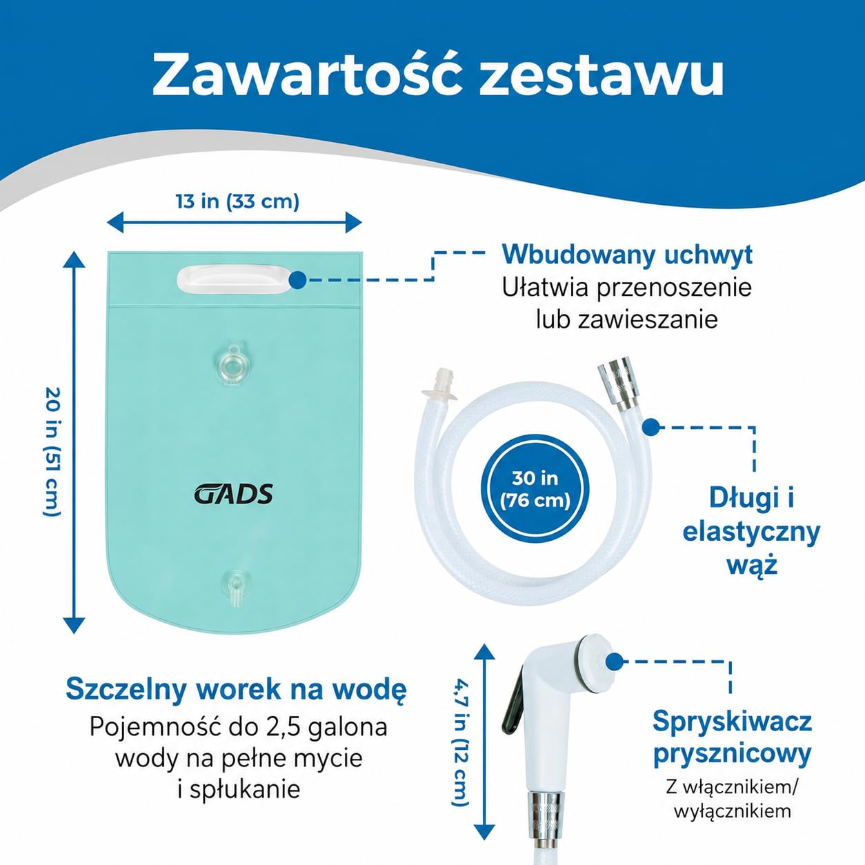 Przenośna stacja mycia włosów 2,5 gal z workiem i miską do łóżka, Niebieski | Lekka i kompaktowa konstrukcja do domu i podróży, łatwa do przenoszenia, rozkładania oraz wygodnego przechowywania po użyciu.