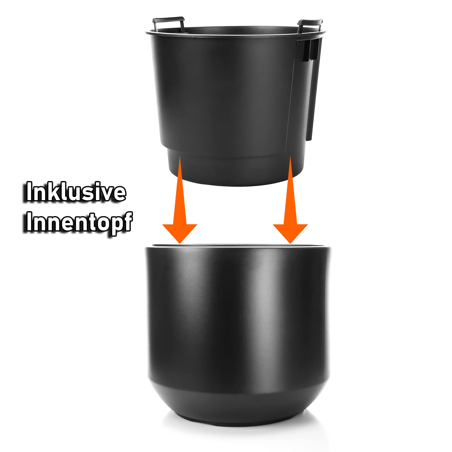 BigDean 3X Blumentopf Style ø 46 cm anthrazit + Innentopf Blumenkübel XL | wetterfester Pflanztopf groß - aus bruchsicherem Kunststoff - Pflanzkübel groß Außen & Innen geeignet