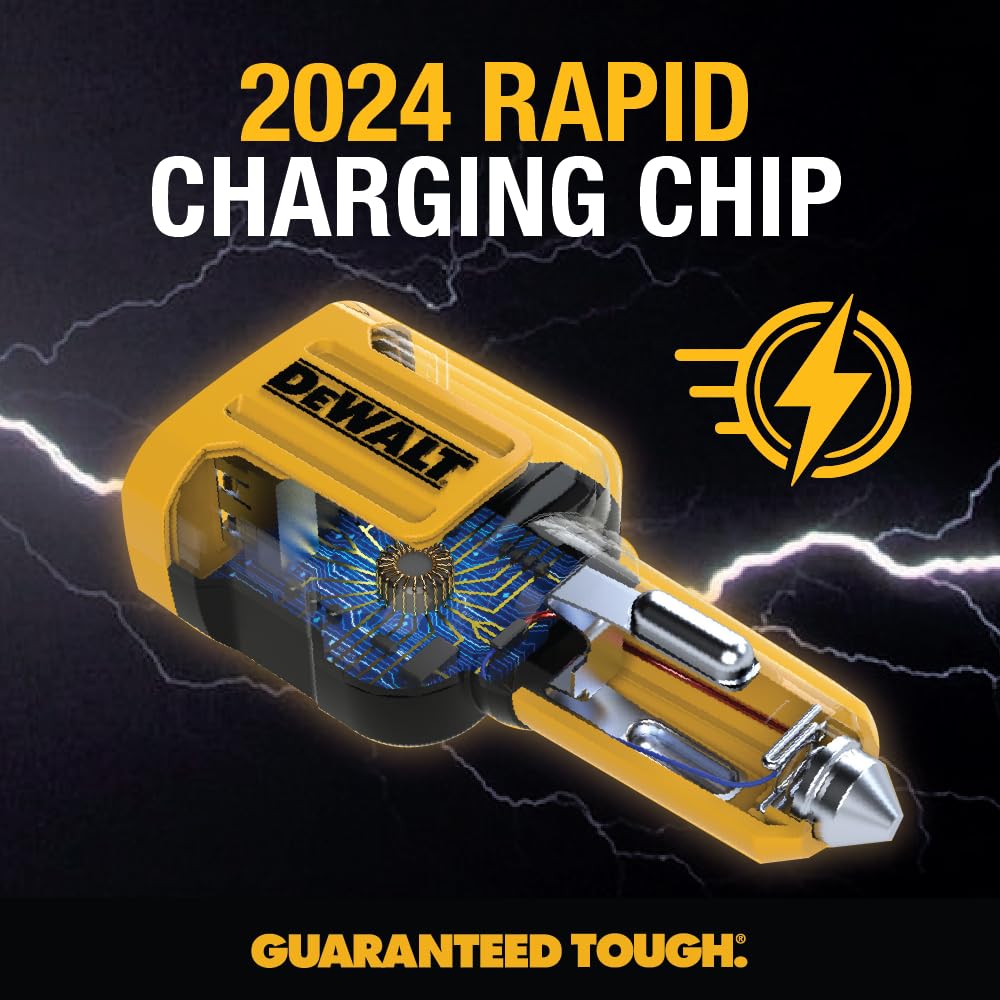 DEWALT Adattatore per caricabatterie da auto USB + USB C, caricatore USB per accendisigari da 49,5 W, caricabatterie da auto PPS 30 W Quick Charge 3.0 ricarica rapida per iPhone 15/15 Plus/15 Pro/15