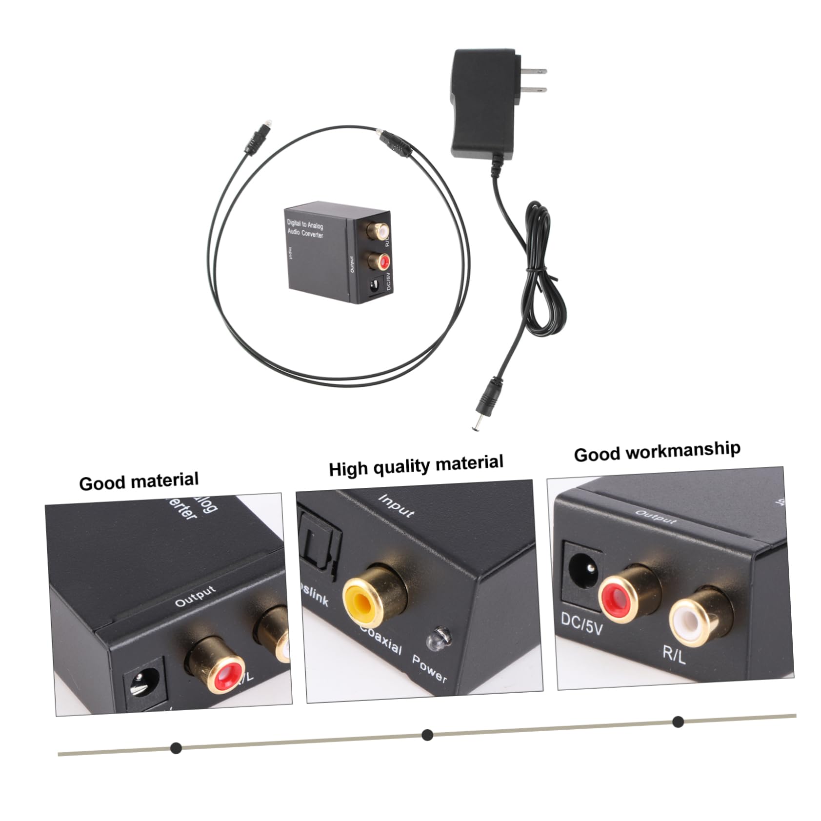 Mikikit 3pezzi Convertitore Audio Digitale Analogico Spdif Coassiale Per Tv e Dvd Compatto e Leggero Con Cavo Ottico Supporta Frequenze Khz Trasmissione Senza Rumore Elettromagnetico